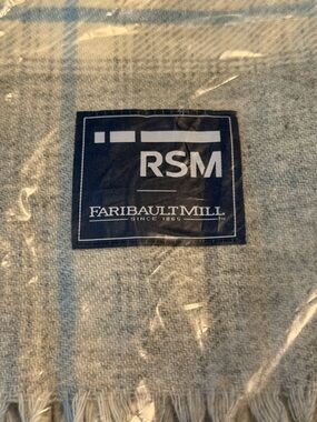 FARIBAULT BORDER PLAID WOOL THROW Stone